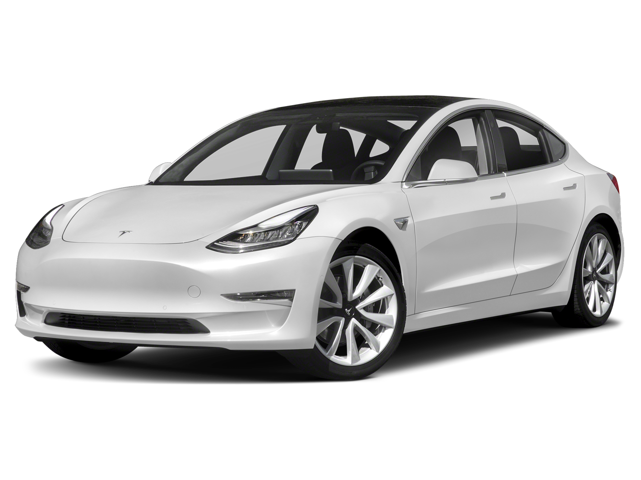 2020 Tesla Model 3 Long Range Dual Motor All-Wheel Drive in White — front three-quarter view
