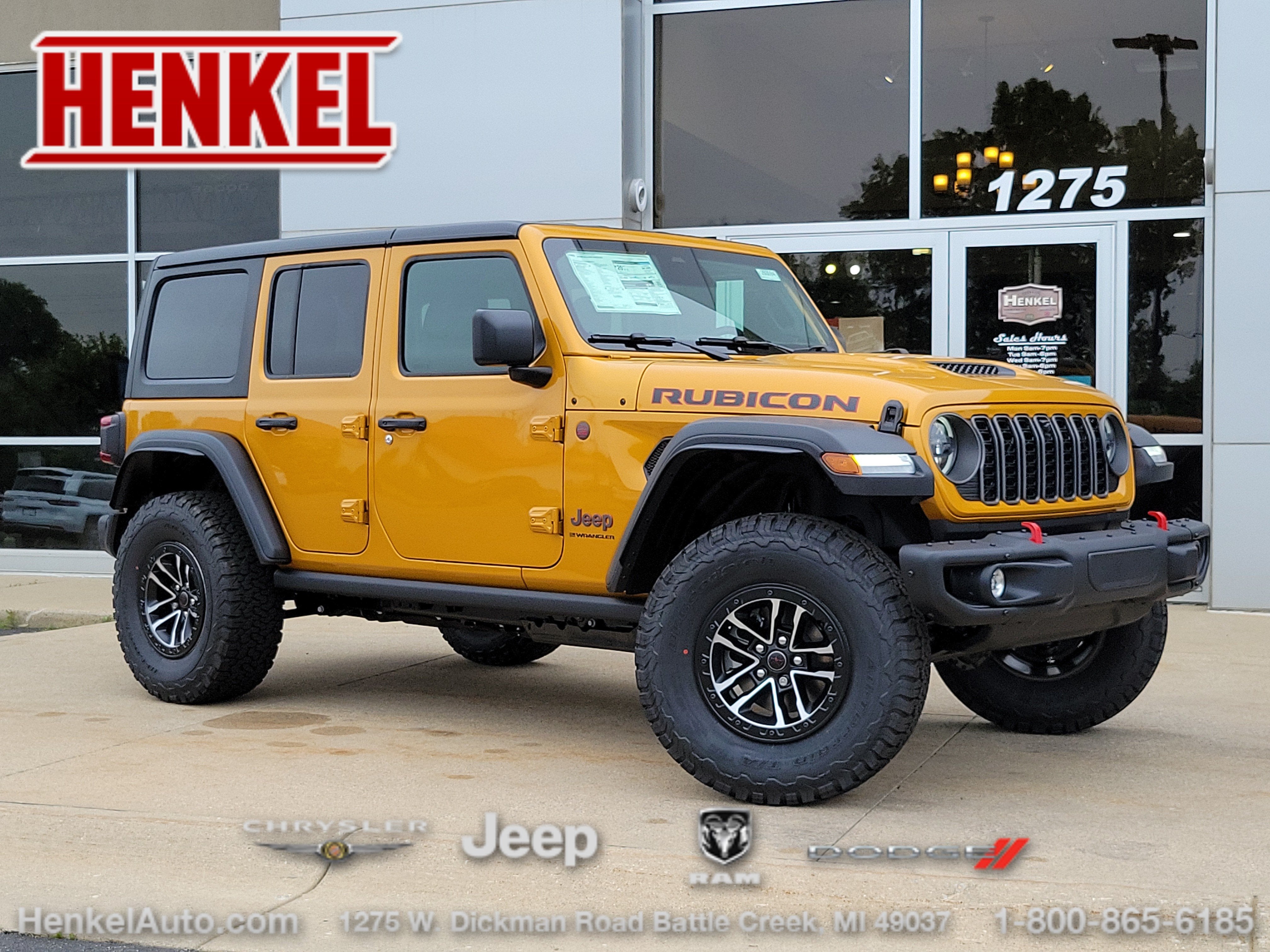 2026 Jeep Wrangler WRANGLER 4-DOOR RUBICON in Goldilocks Exterior Paint — front three-quarter view