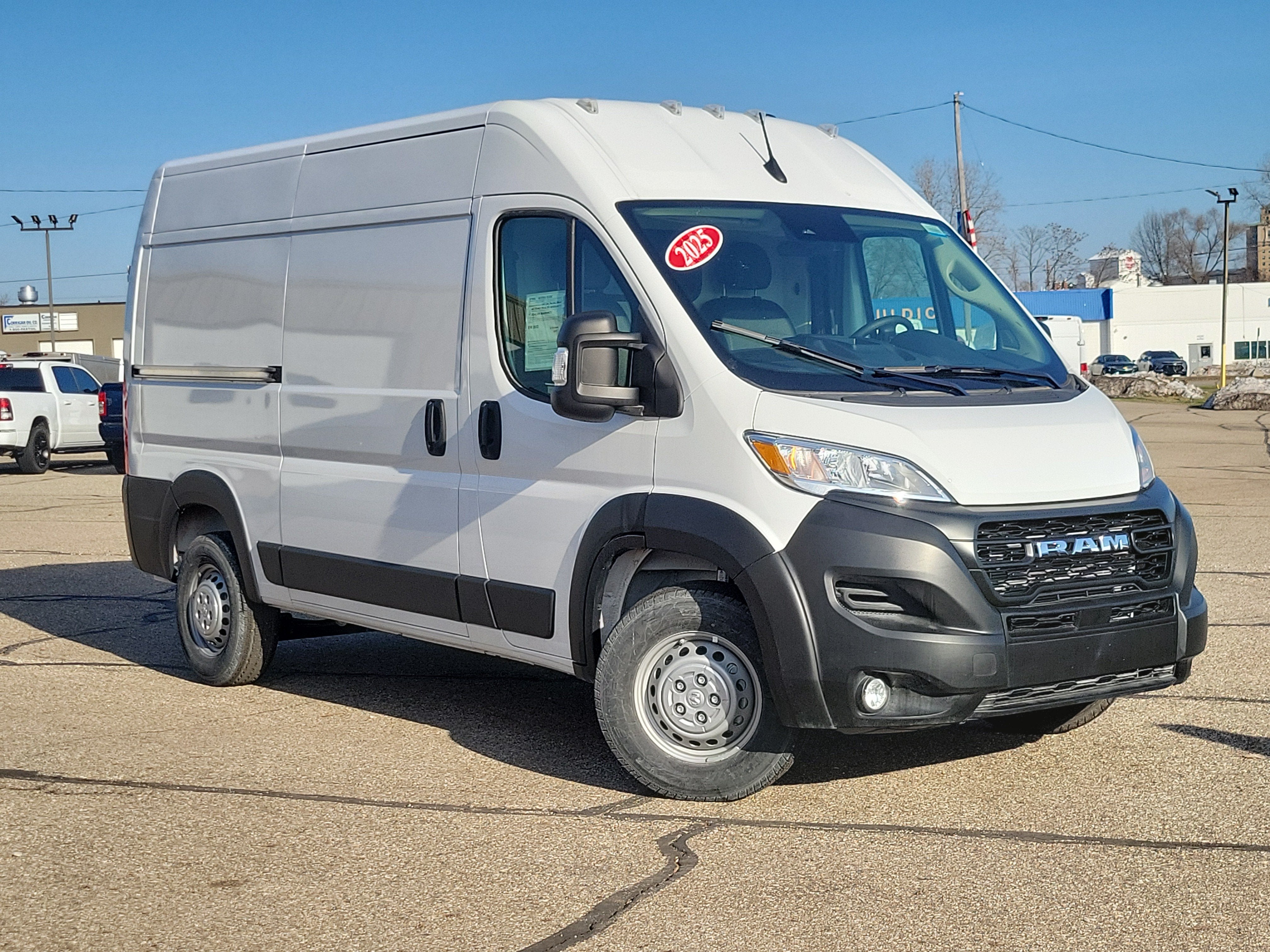 2025 RAM ProMaster 2500 Cargo Van Tradesman High Roof 136' WB w/Pass Seat in Bright White Clearcoat — front three-quarter view