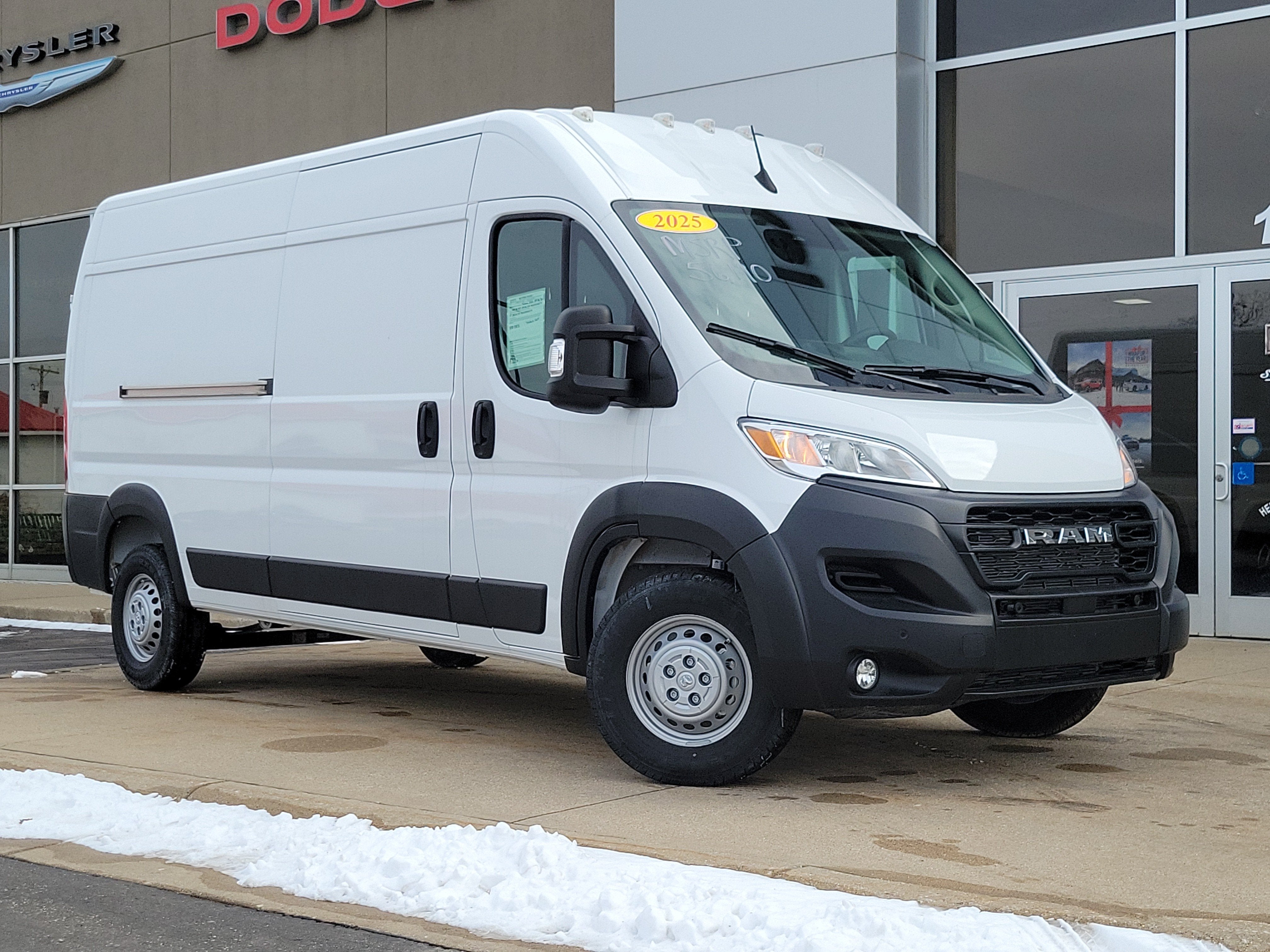 2025 RAM ProMaster 2500 Cargo Van Tradesman High Roof 159' WB w/Pass Seat in Bright White Clearcoat — front three-quarter view
