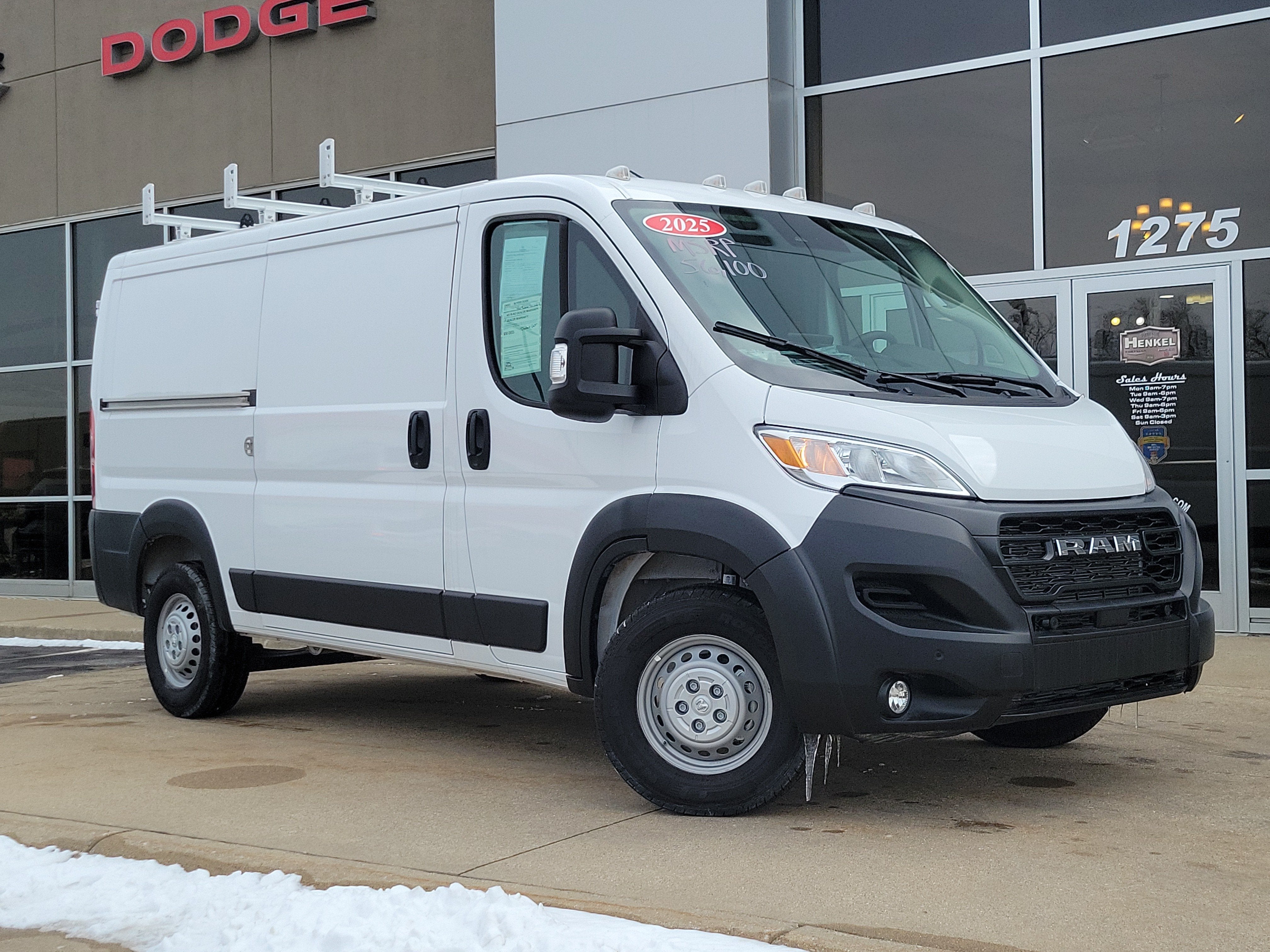 2025 RAM ProMaster 2500 Cargo Van Tradesman Low Roof 136' WB w/Pass Seat in Bright White Clearcoat — front three-quarter view