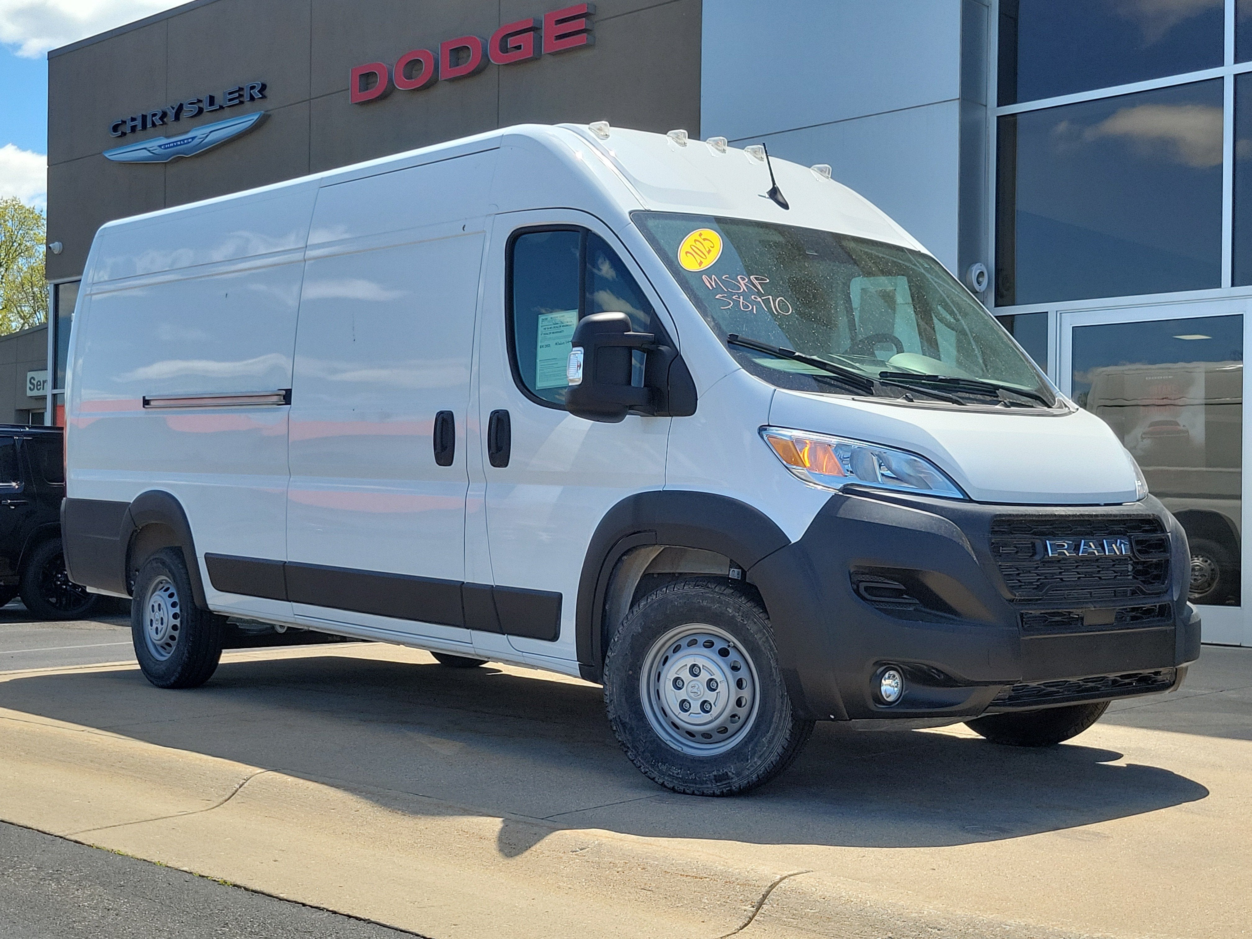 2025 RAM ProMaster 3500 Cargo Van Tradesman High Roof 159' WB EXT in Bright White Clearcoat — front three-quarter view
