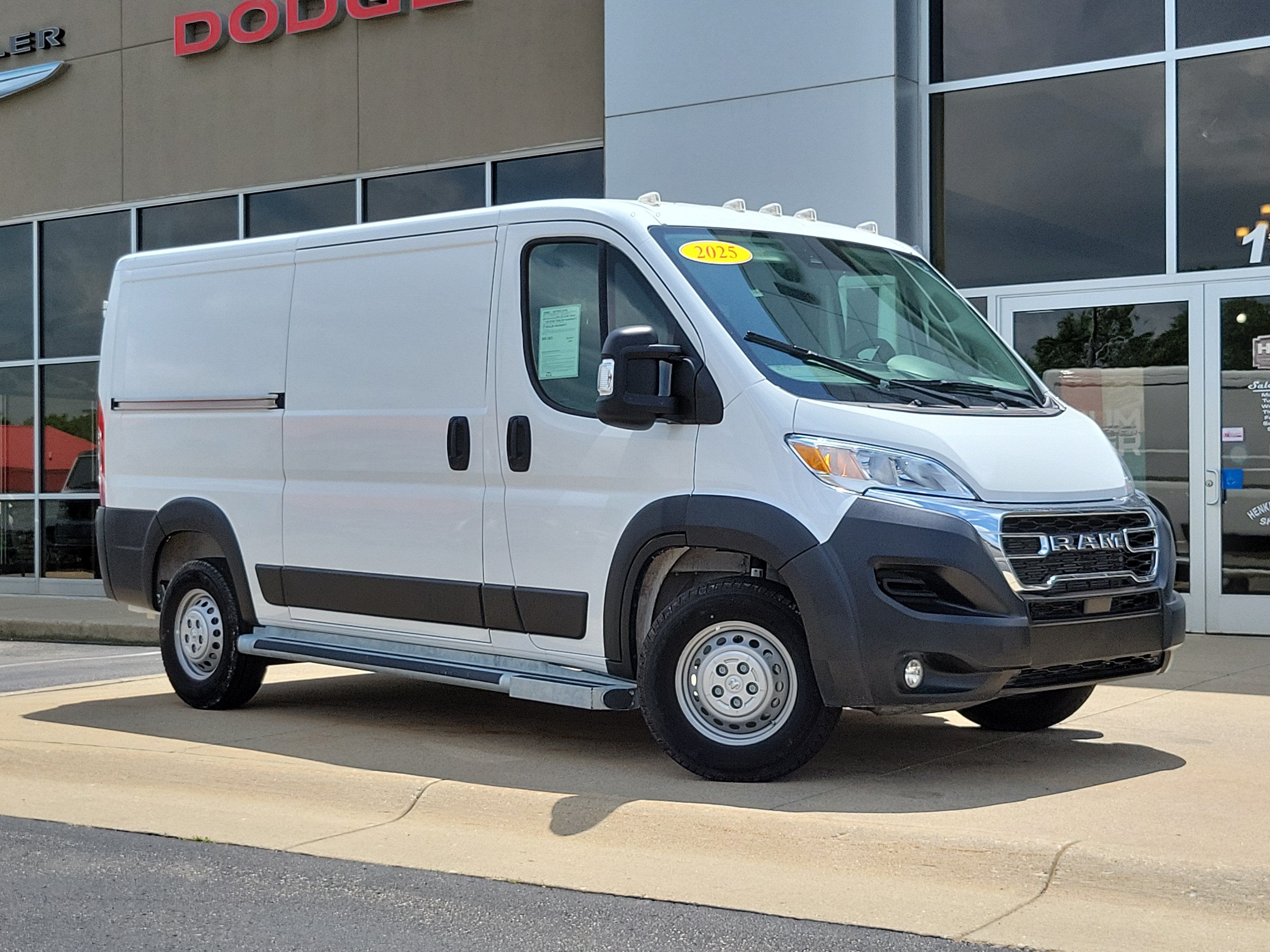 2026 RAM ProMaster 3500 Cargo Van SLT+ High Roof 159' WB EXT in Bright Silver Metallic Clearcoat — front three-quarter view