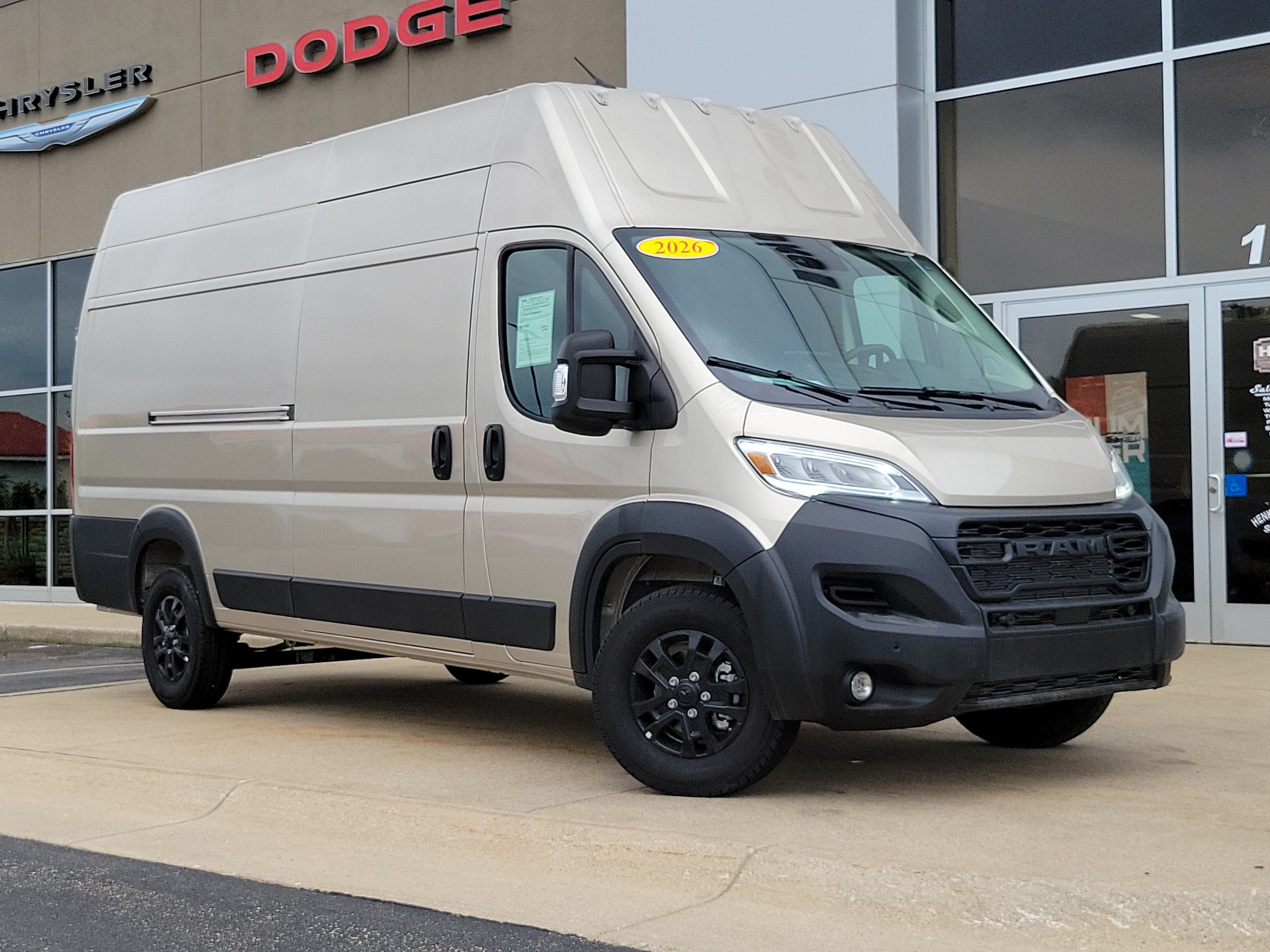 2026 RAM ProMaster 3500 Cargo Van SLT Super High Roof 159' WB EXT in Sandstone Pearlcoat — front three-quarter view