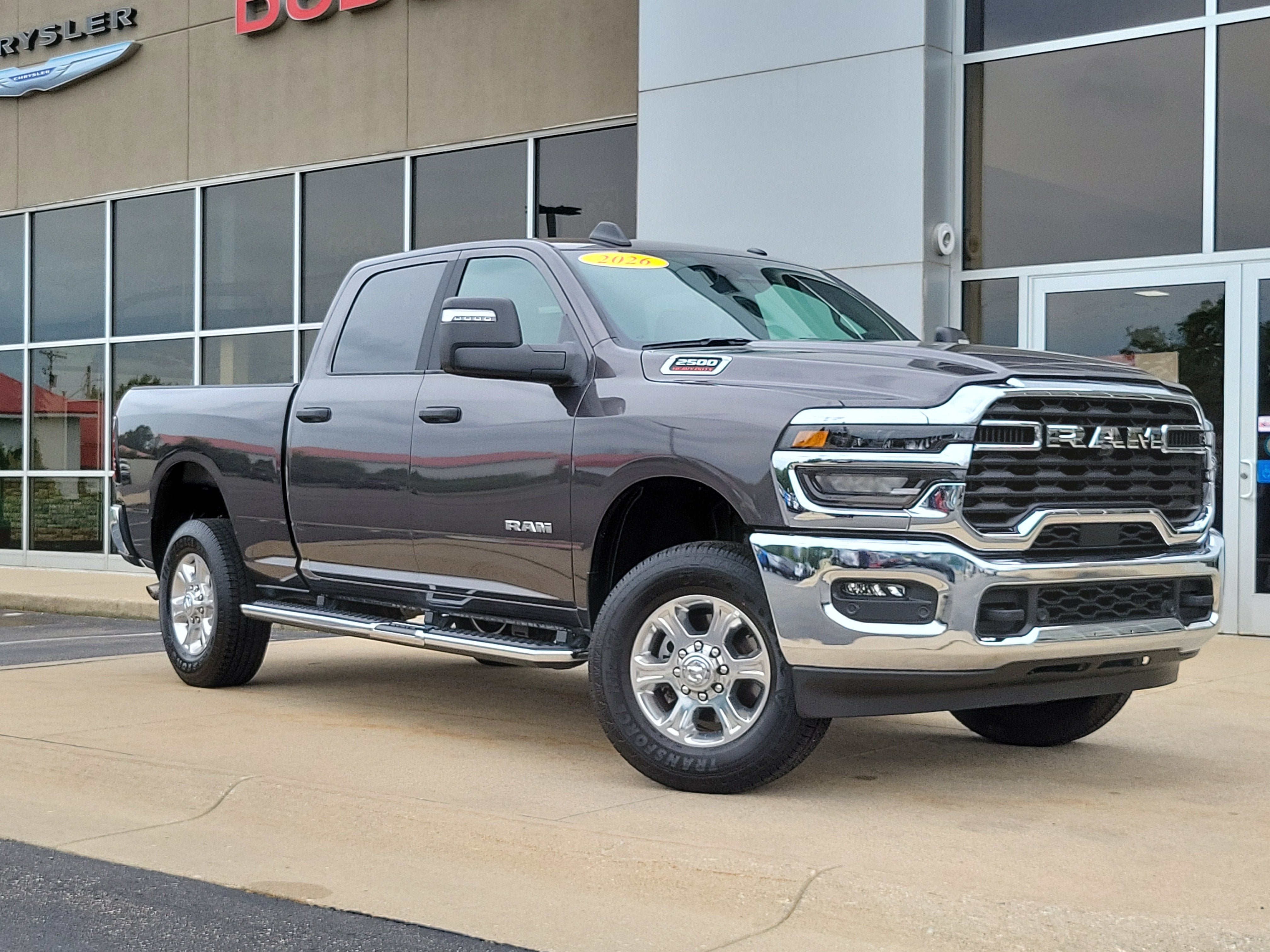 2026 RAM 2500 Big Horn Crew Cab 4x4 6'4' Box in Granite Crystal Metallic Clearcoat — front three-quarter view