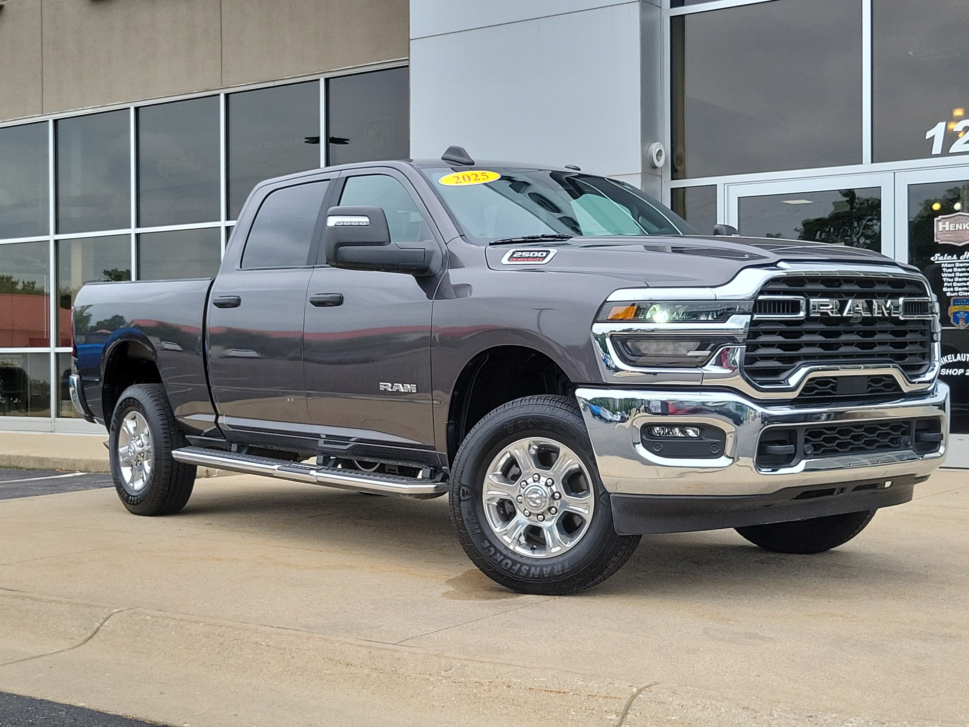 2025 RAM 2500 Big Horn Crew Cab 4x4 6'4' Box in Granite Crystal Metallic Clearcoat — front three-quarter view