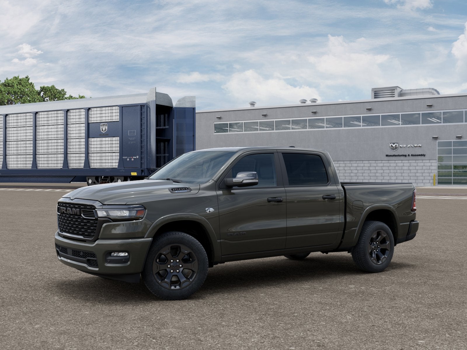 2026 RAM Ram 1500 RAM 1500 BIG HORN CREW CAB 4X4 5'7' BOX in Tank Exterior Paint — front three-quarter view